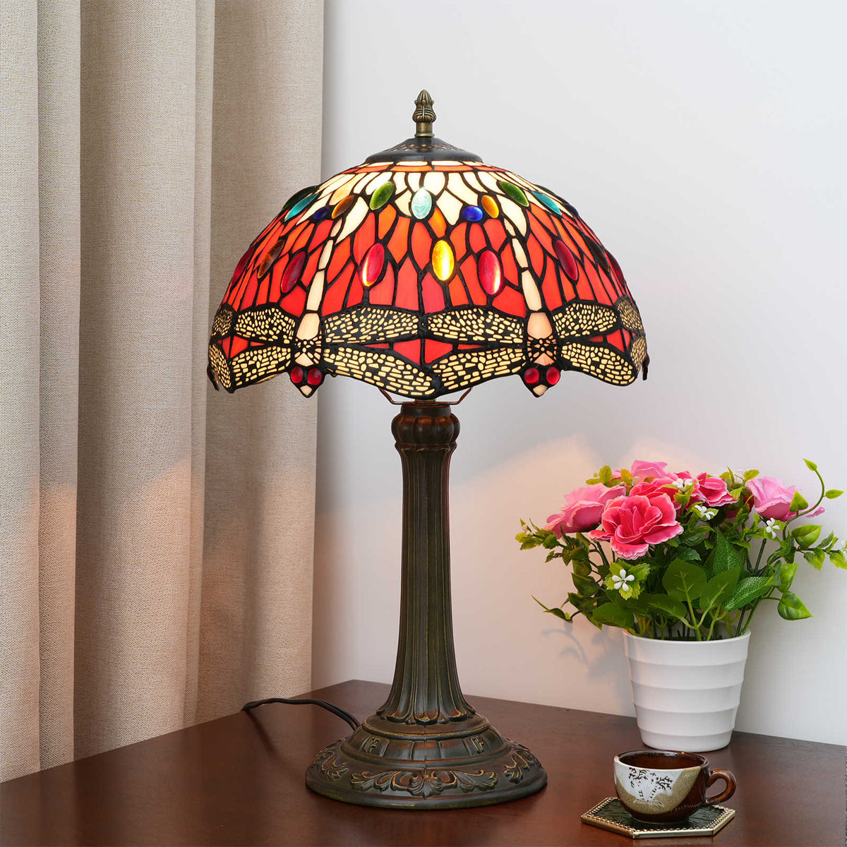 Red Bottom Dragonfly Lamp