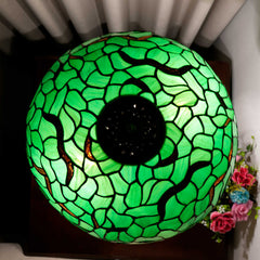 Green Leaf - Of Chain Table Lamp - top view of shade
