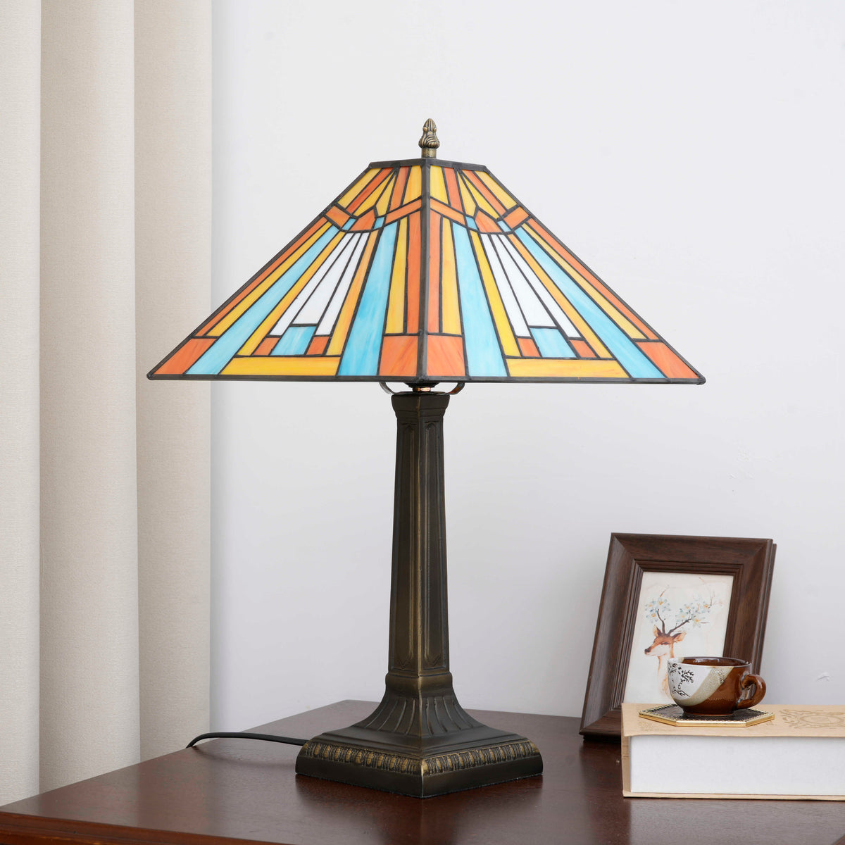 Color Square Desk Lamp - lit lifestyle