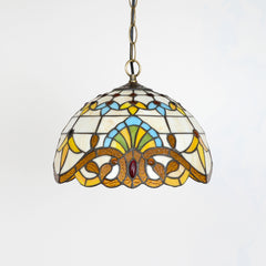 Ornaline, 12 Inch stained glass dining pendant, lit