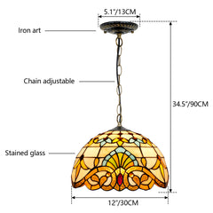 Ornaline, 12 Inch stained glass dining pendant