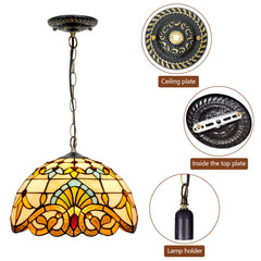Ornaline, 12 Inch stained glass dining pendant