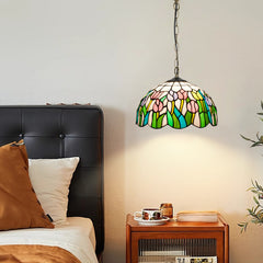 Tullia, 12 Inch stained glass dining pendant