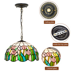 Tullia, 12 Inch stained glass dining pendant