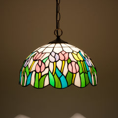 Tullia, 12 Inch stained glass dining pendant