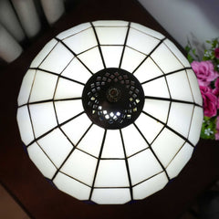 Blue White Plaid Lamp - top view LR20260830