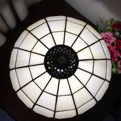 Yellow White Checkered Lamp - top view LR20260830