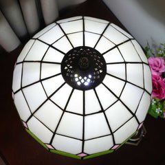 Green White Plaid Lamp - top view LR20260830
