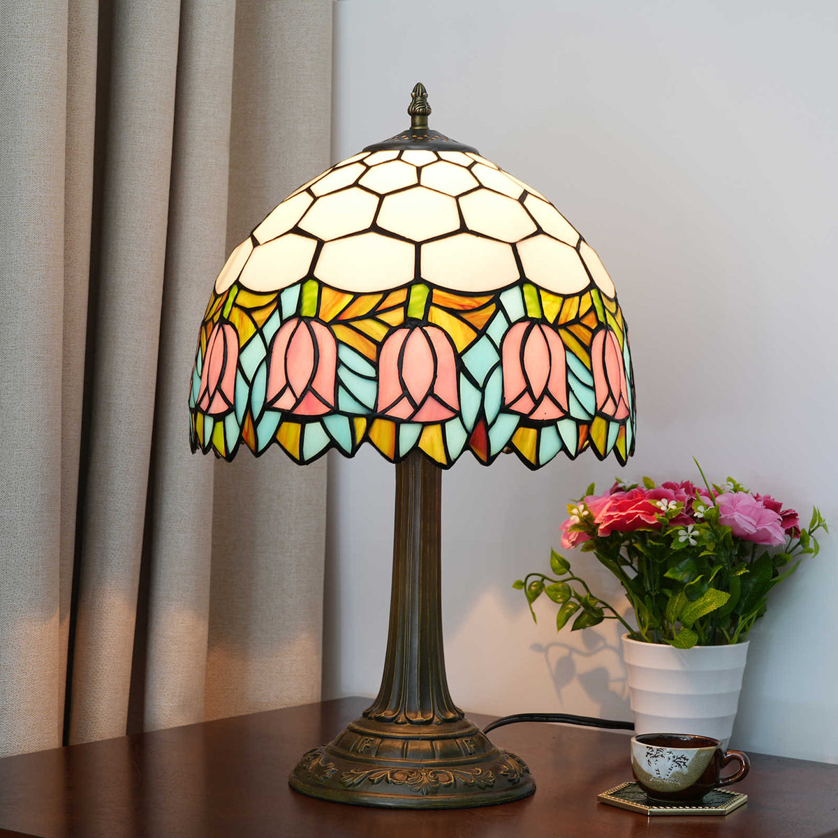 Pink Tulip Lamp - 12x12x18 base