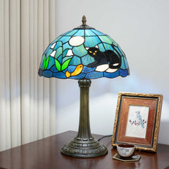 Black Cat Night Scene Lamp - top view of shade