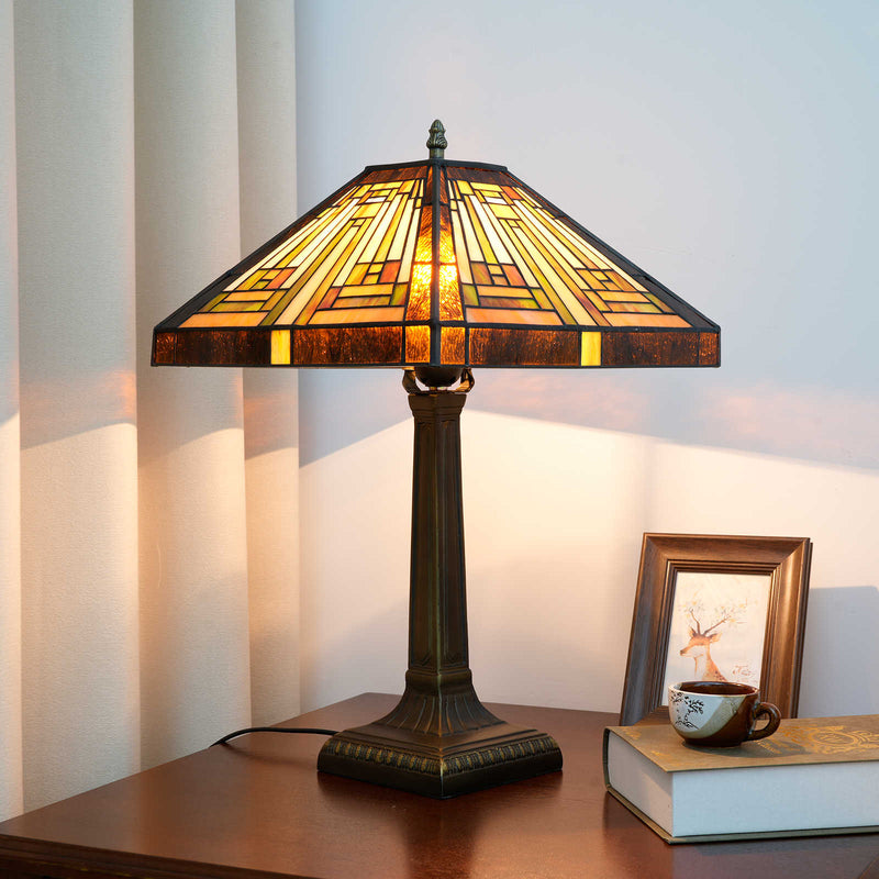American Square Lamp - lit angle