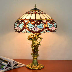 Blue Love Table Lamp - stained glass lamp on nightstand