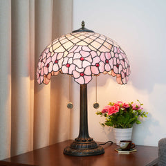 Cherry Blossom Desk Lamp - lit on nightstand