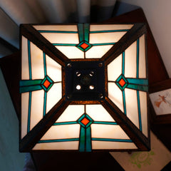 Tea Green Square Desk Lamp - top view of shade